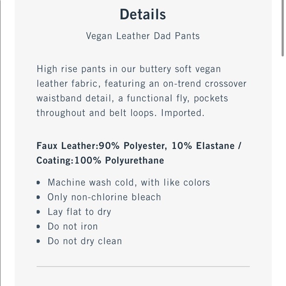 Abercrombie Vegan Leather Dad Pants - Picture 3 of 4